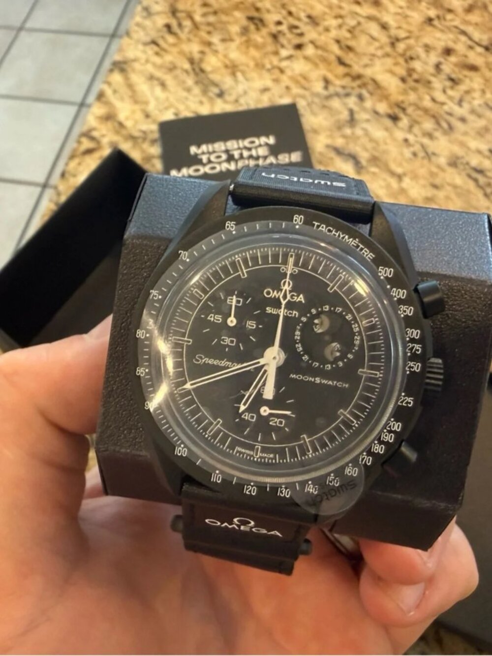 Omega x Swatch Speedmaster MoonSwatch Black Chronograph Watch Strap